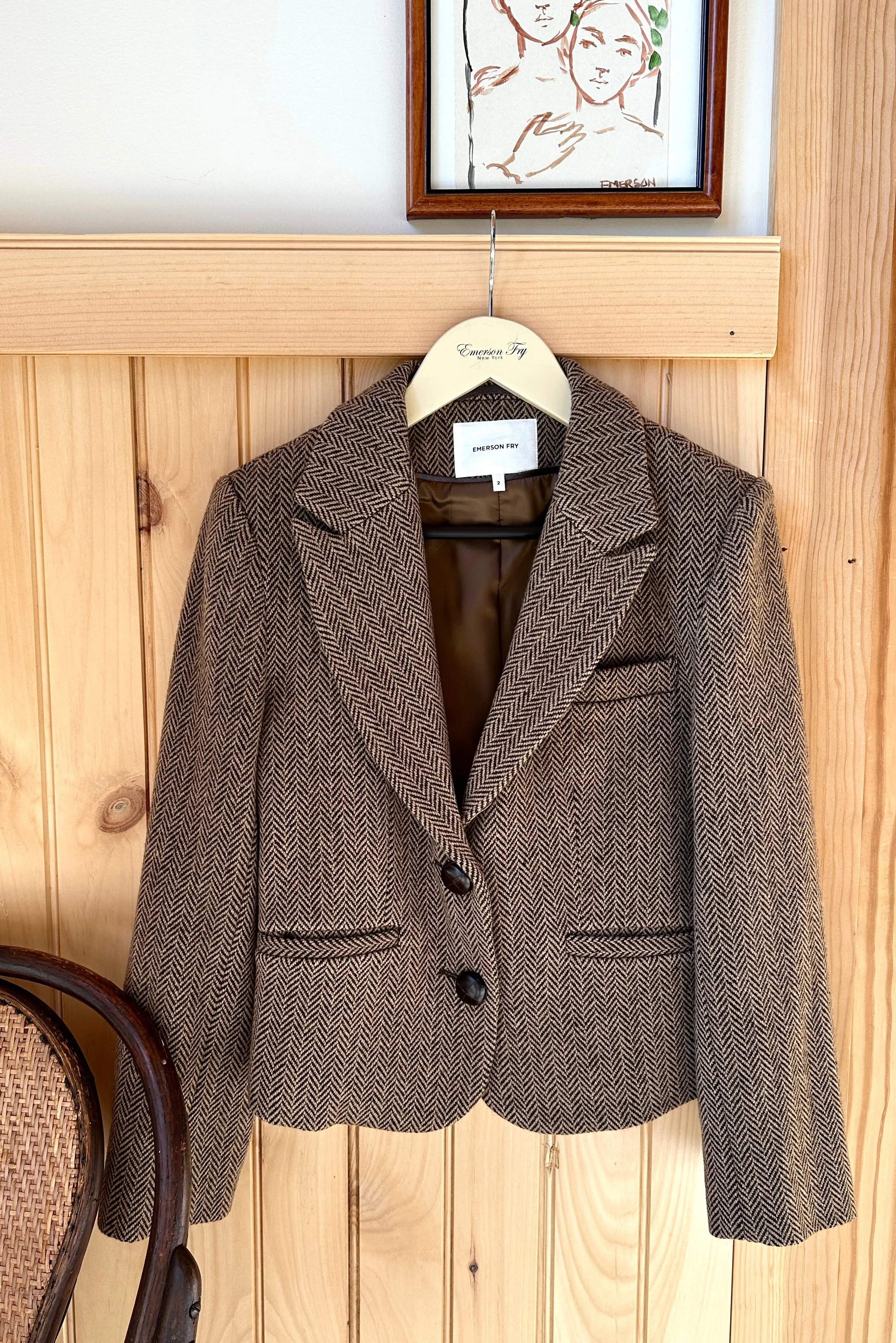 Cropped Blazer - Brown Herringbone sold by Emerson Fry product image thumbnail 4