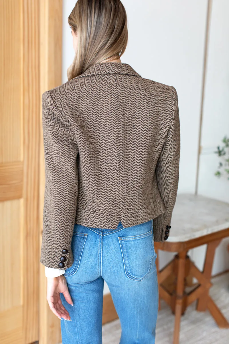 Cropped Blazer - Brown Herringbone sold by Emerson Fry product image thumbnail 2