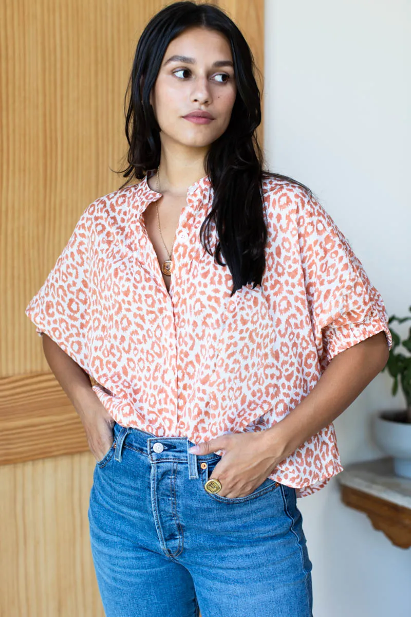 Mandarin Collar Top - Sunbaked Leopard Organic sold by Emerson Fry product image thumbnail 3