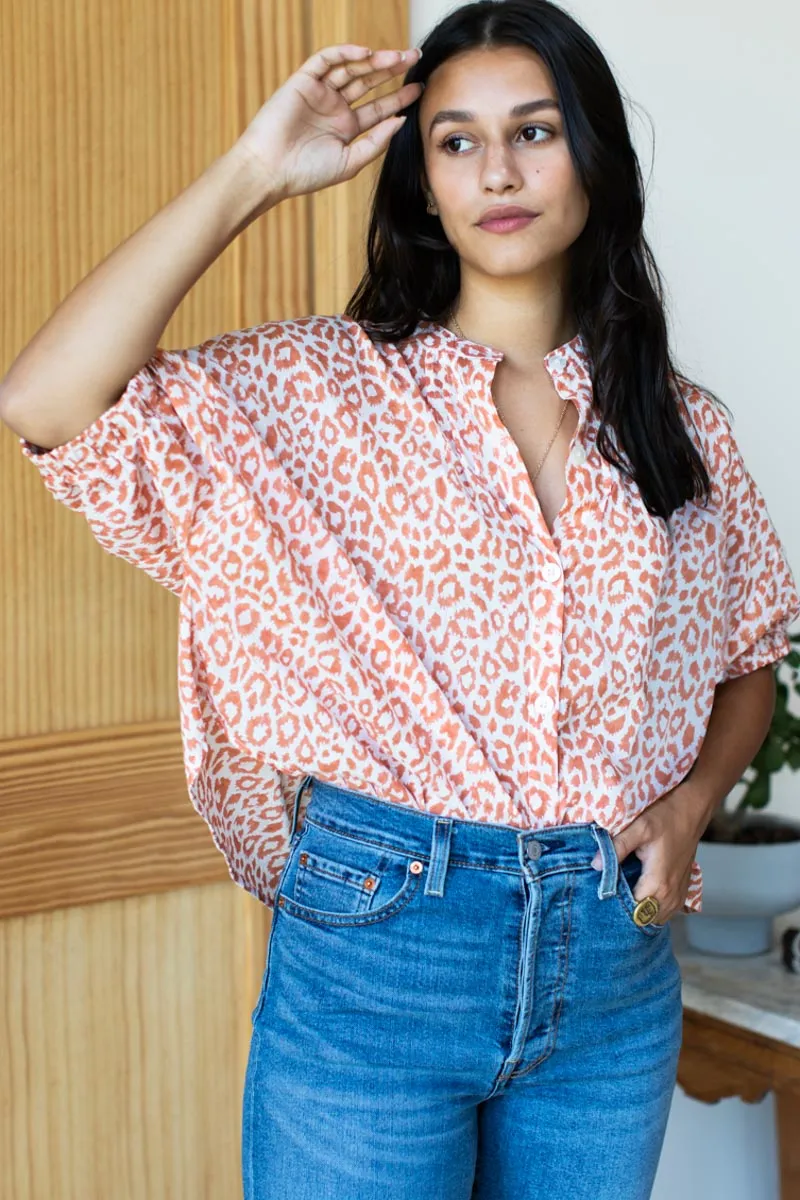 Mandarin Collar Top - Sunbaked Leopard Organic sold by Emerson Fry product image thumbnail 5
