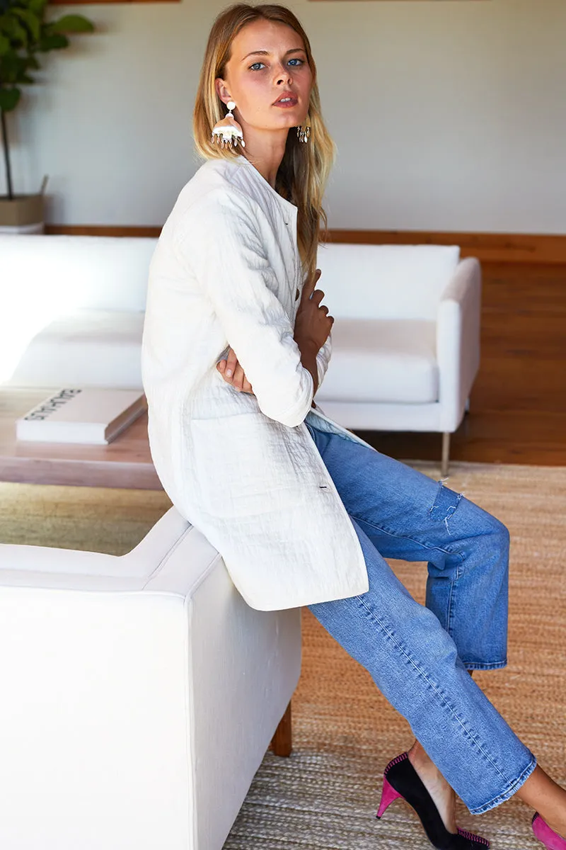 India Quilted Long Jacket - Cloud White Organic sold by Emerson Fry product image thumbnail 5