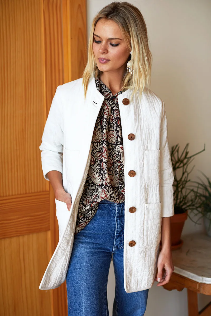 India Quilted Long Jacket - Cloud White Organic sold by Emerson Fry product image thumbnail 4