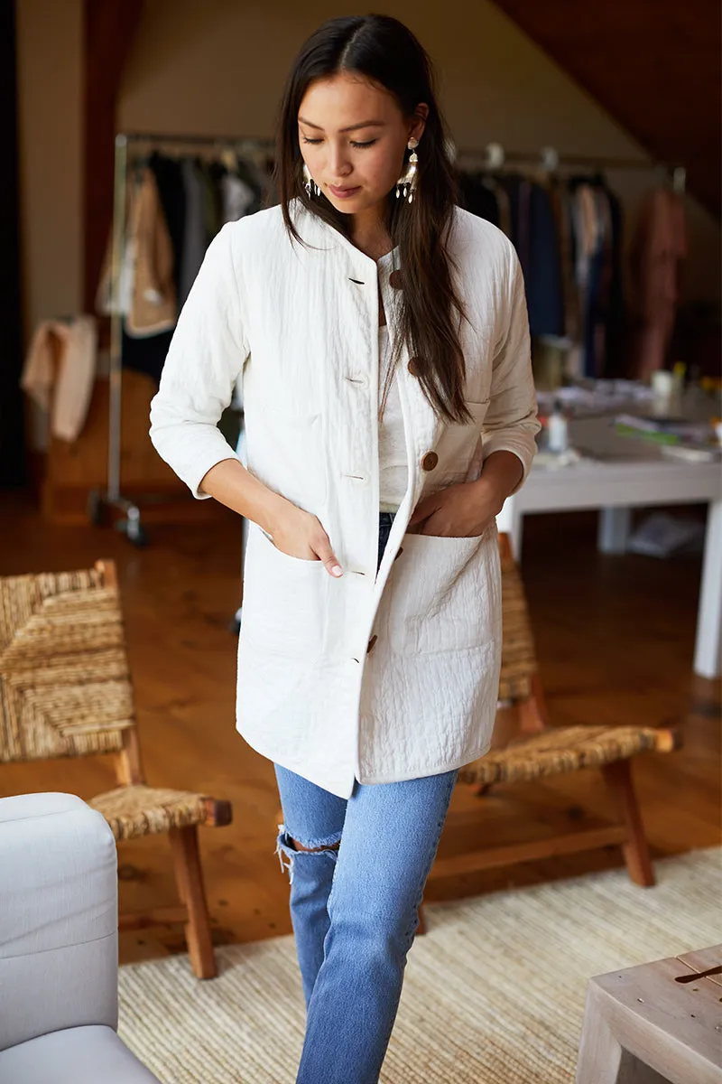 India Quilted Long Jacket - Cloud White Organic sold by Emerson Fry product image thumbnail 3