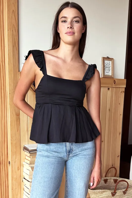 Sara Frill Top - Jet Black sold by Emerson Fry