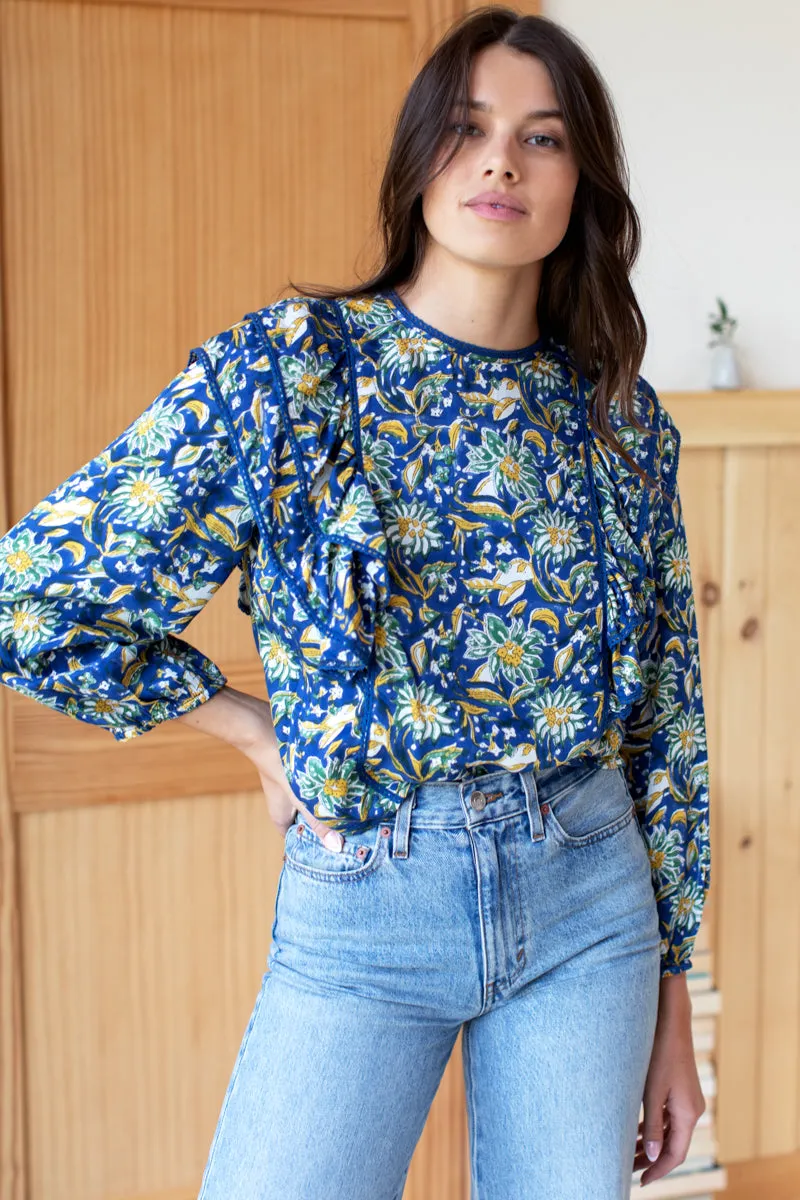 Filipa Blouse - Pincushion Flower Satin sold by Emerson Fry