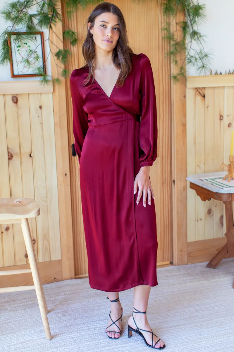 Bishop Sleeve Dress - Cabernet Satin sold by Emerson Fry product image thumbnail 5