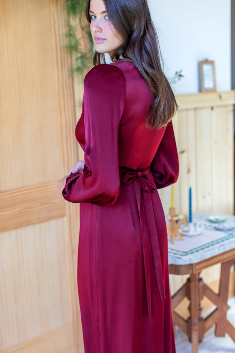 Bishop Sleeve Dress - Cabernet Satin sold by Emerson Fry product image thumbnail 4