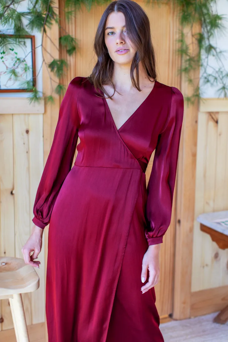 Bishop Sleeve Dress - Cabernet Satin sold by Emerson Fry product image thumbnail 3