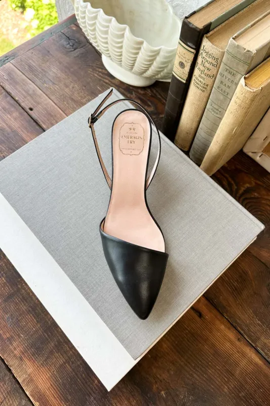 Frankie Angled Slingback - Black Leather sold by Emerson Fry