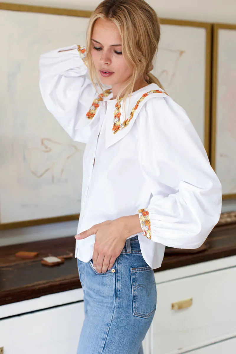 Petra Long Sleeve Blouse - White Poplin sold by Emerson Fry product image thumbnail 4