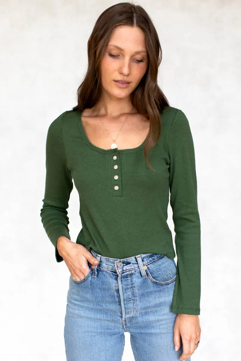 Bella Long Sleeve Knit Top - Moss Organic sold by Emerson Fry