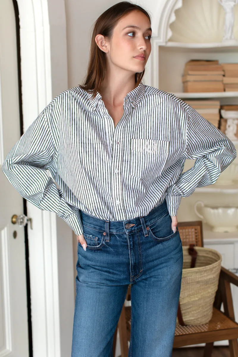 Ryan Shirt - Moss Stripe Poplin sold by Emerson Fry product image thumbnail 5