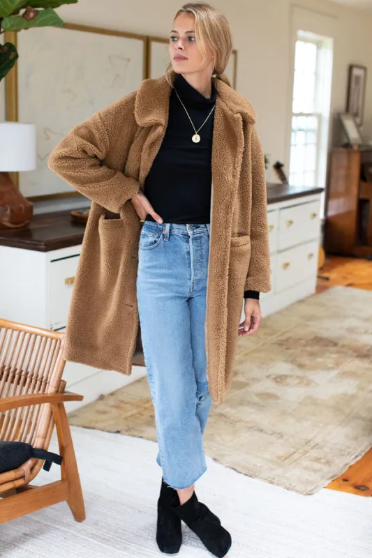 Midi Sherpa Coat - Camel sold by Emerson Fry