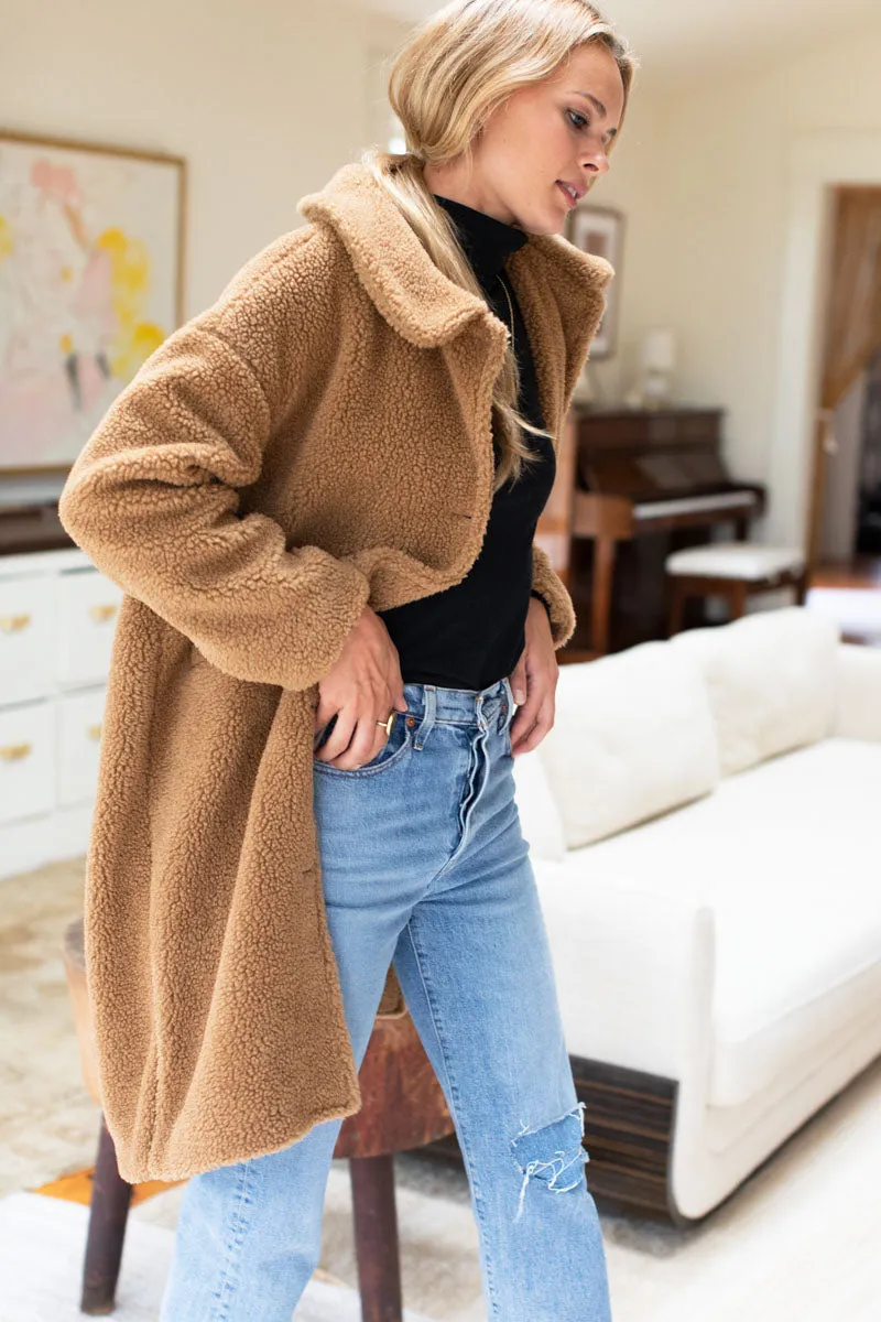 Midi Sherpa Coat - Camel sold by Emerson Fry product image thumbnail 3