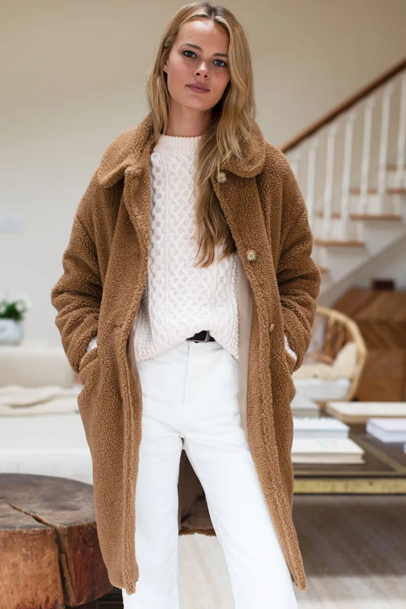 Midi Sherpa Coat - Camel sold by Emerson Fry product image thumbnail 4