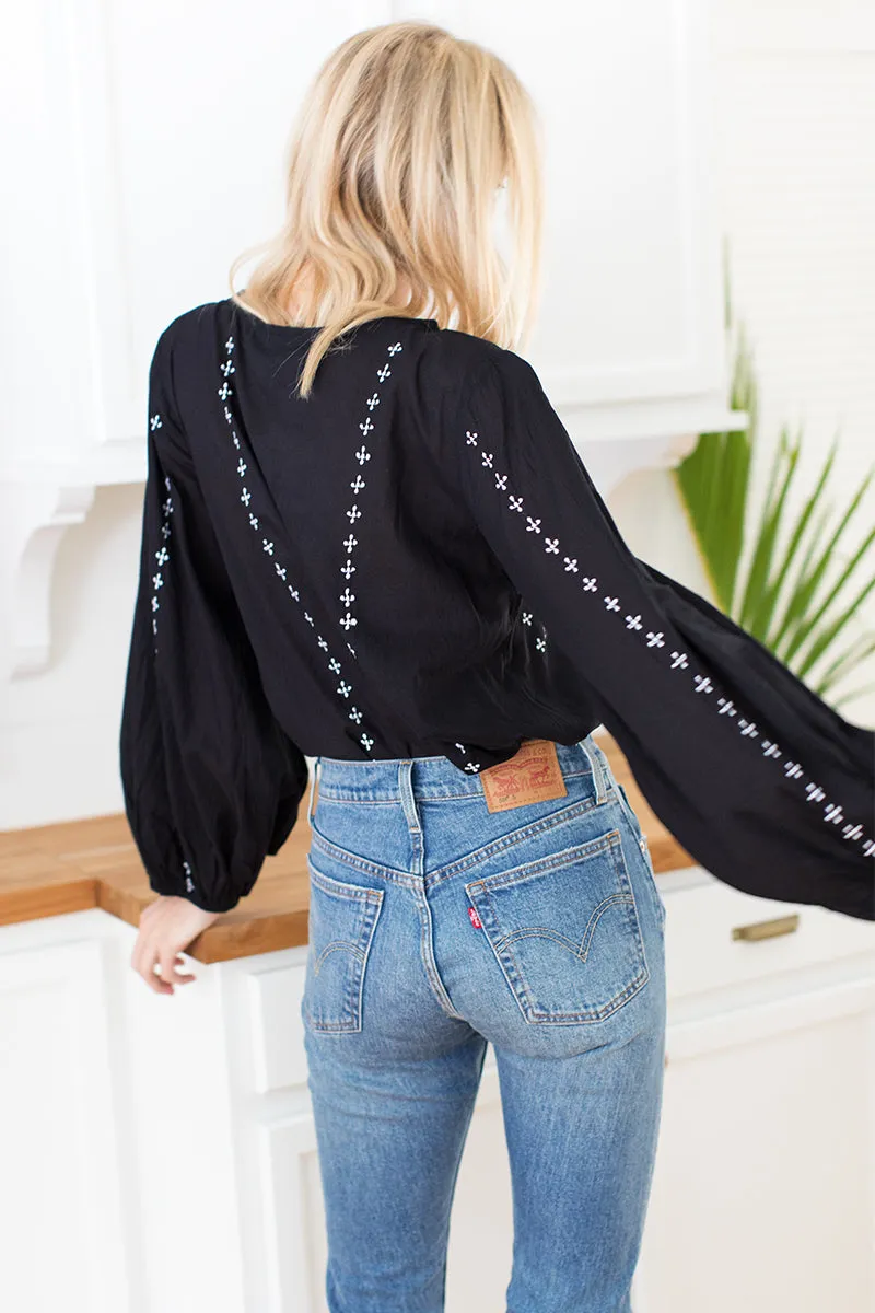 Bardot Top - Embroidered Black Organic sold by Emerson Fry product image thumbnail 4