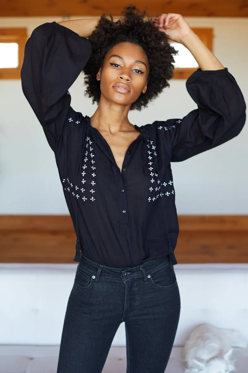 Bardot Top - Embroidered Black Organic sold by Emerson Fry product image thumbnail 5