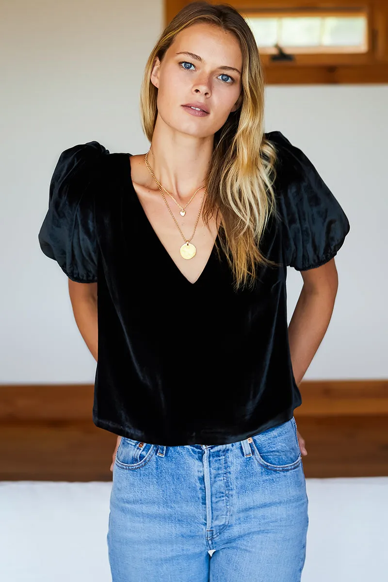 V Top - Black Silk Velvet sold by Emerson Fry product image thumbnail 5