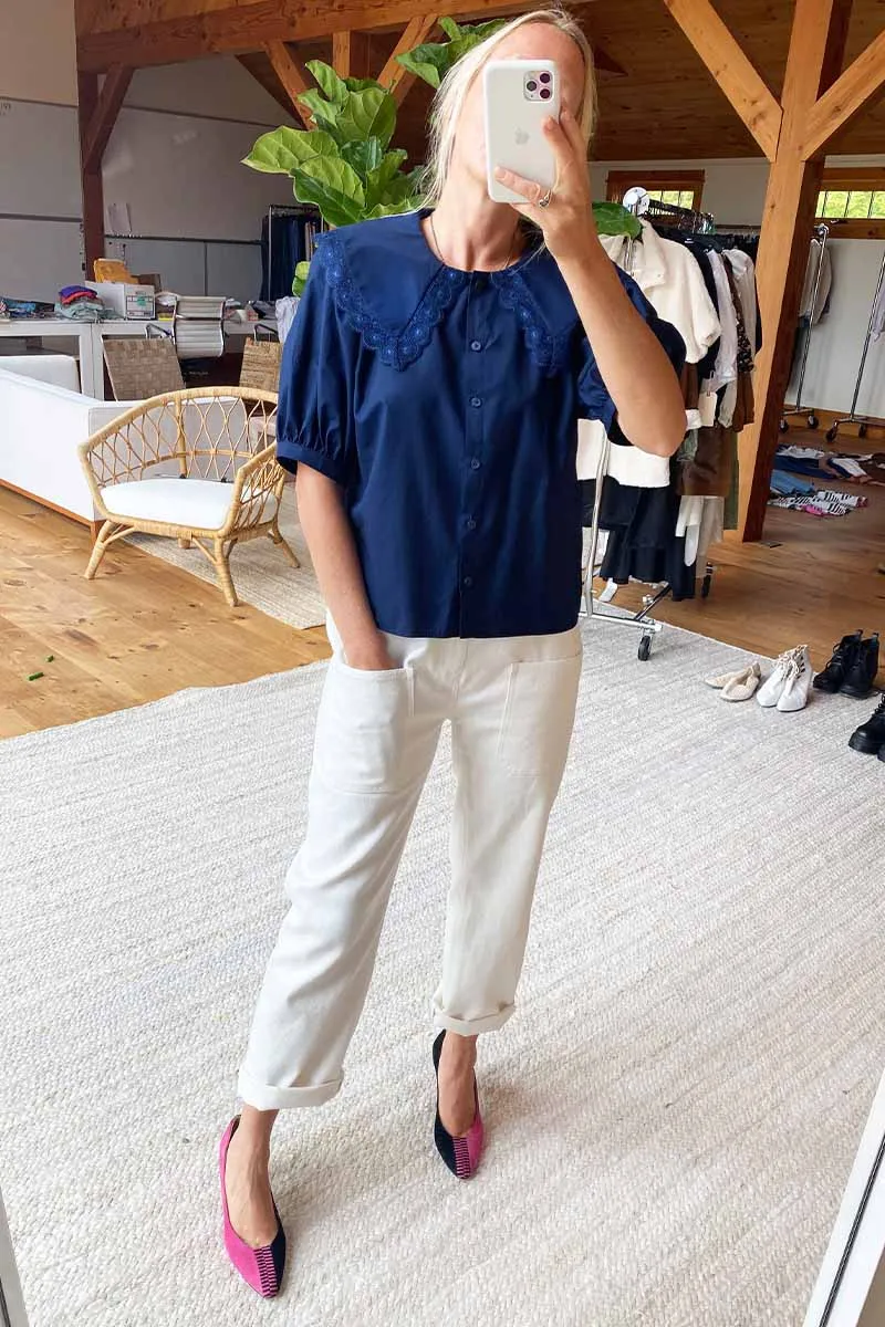 Petra Blouse - Navy Poplin sold by Emerson Fry product image thumbnail 3