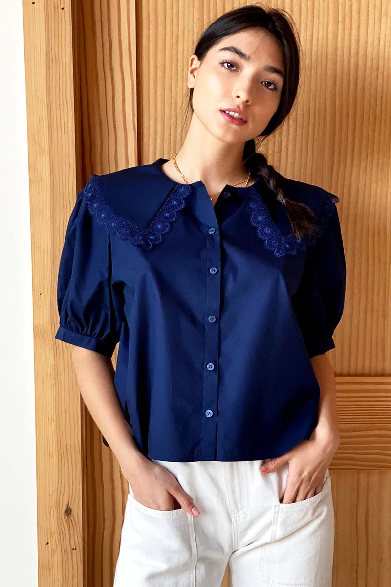 Petra Blouse - Navy Poplin sold by Emerson Fry product image thumbnail 4