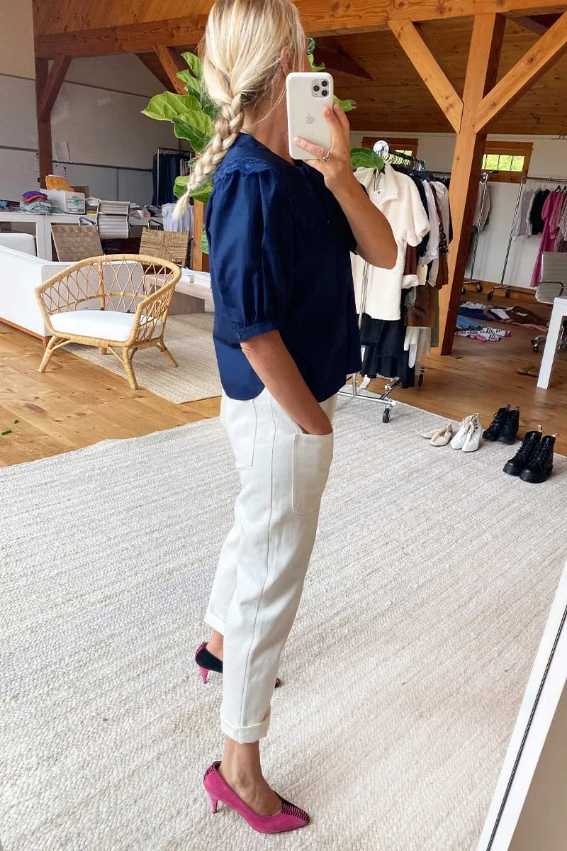 Petra Blouse - Navy Poplin sold by Emerson Fry product image thumbnail 2