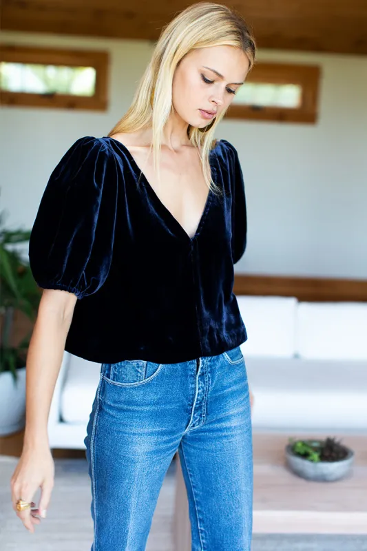 Balloon Mod Top - Midnight Silk Velvet sold by Emerson Fry