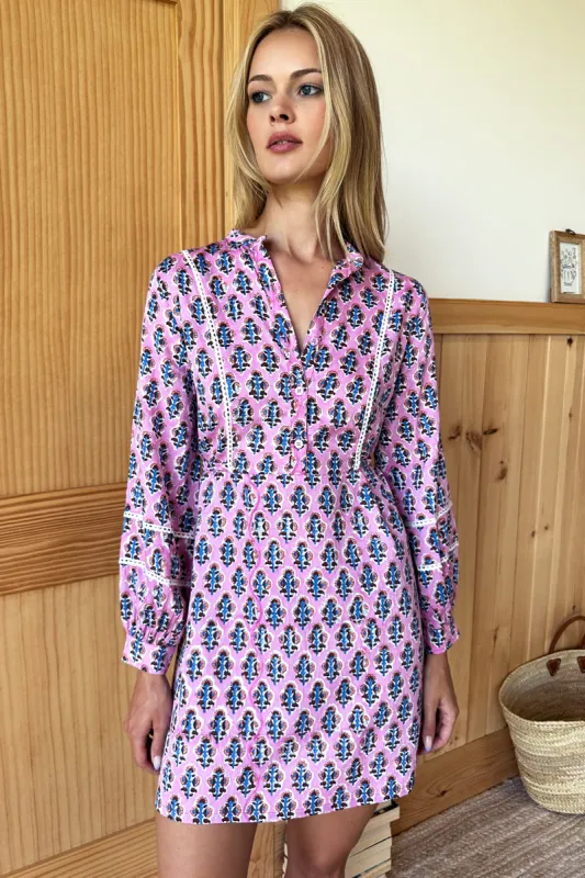 India Shirtdress - Day Flowers Aurora Pink sold by Emerson Fry
