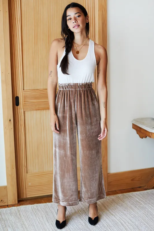 Wide Leg Pant - Chestnut Silk Velvet sold by Emerson Fry