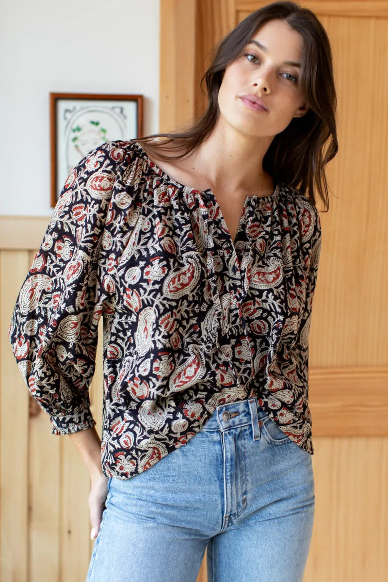 Lucy 2 Blouse - Paisley Black + Clay Satin sold by Emerson Fry product image thumbnail 2