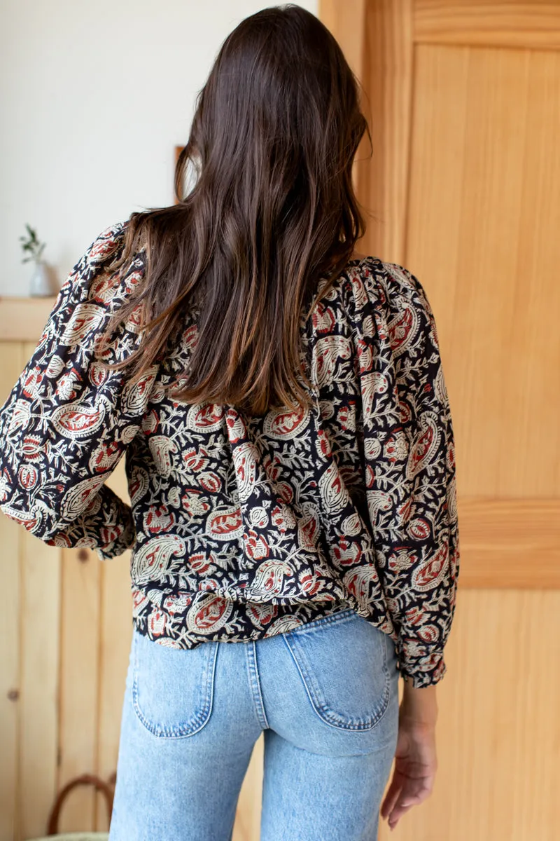 Lucy 2 Blouse - Paisley Black + Clay Satin sold by Emerson Fry product image thumbnail 4