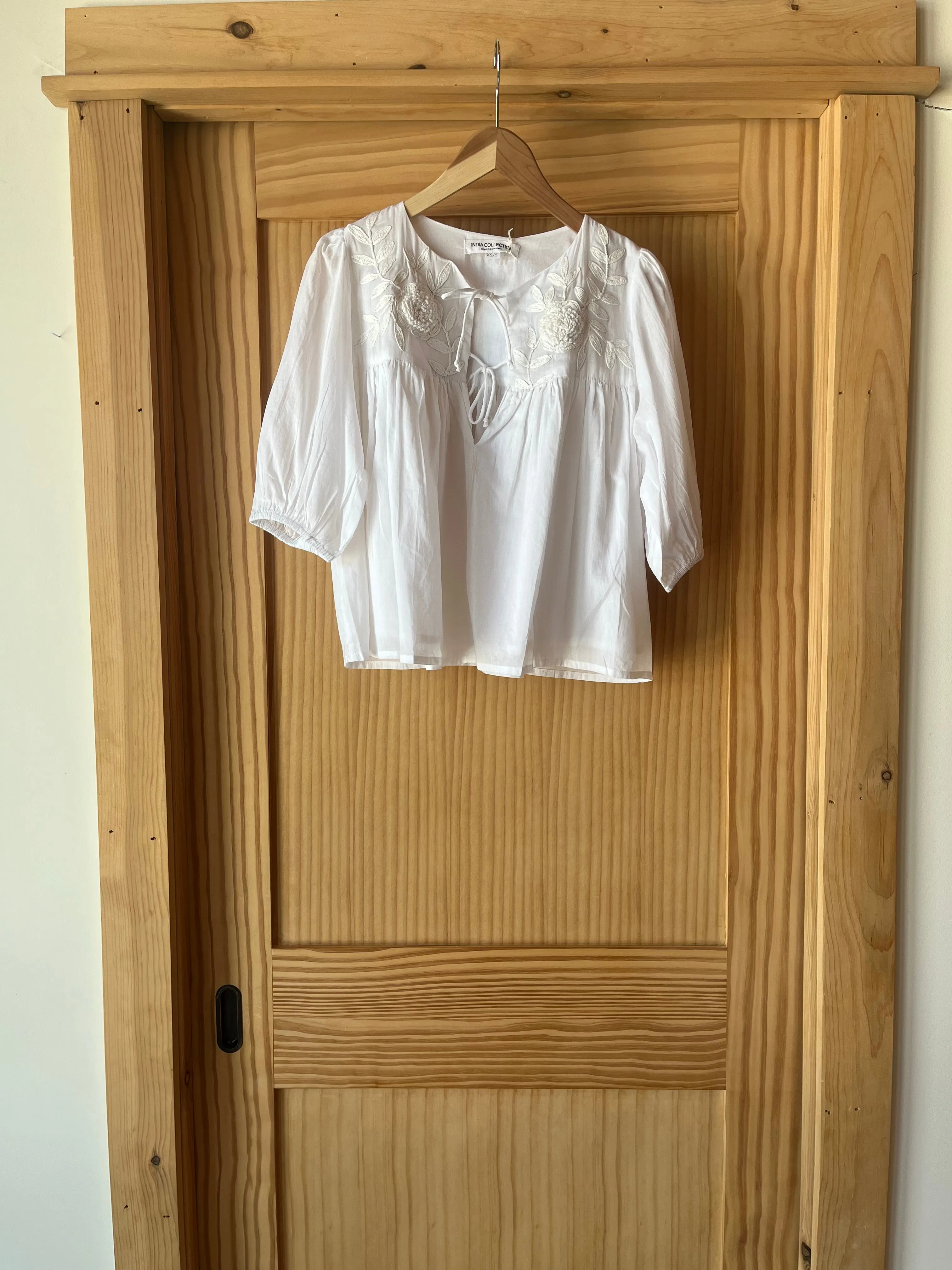 Embroidered Puff Isla Top - White Peony Organic sold by Emerson Fry product image thumbnail 2