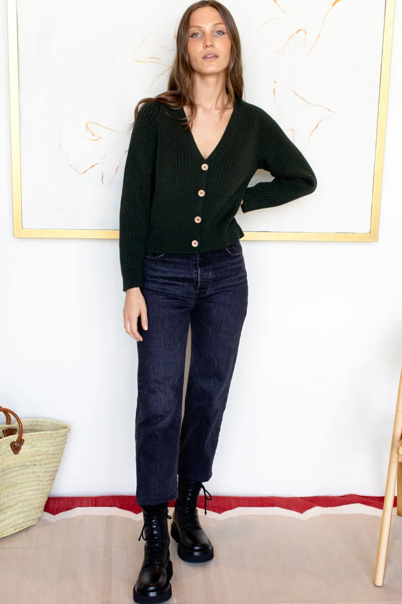 Low V Neck Cardigan - Darkest Spruce Organic sold by Emerson Fry product image thumbnail 4