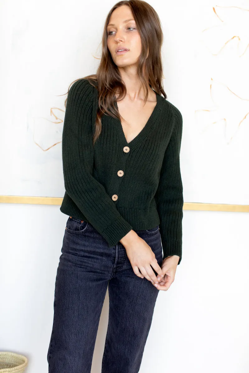 Low V Neck Cardigan - Darkest Spruce Organic sold by Emerson Fry product image thumbnail 5