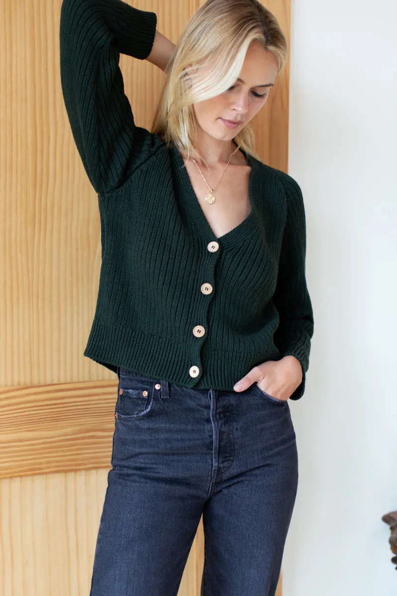 Low V Neck Cardigan - Darkest Spruce Organic sold by Emerson Fry product image thumbnail 2