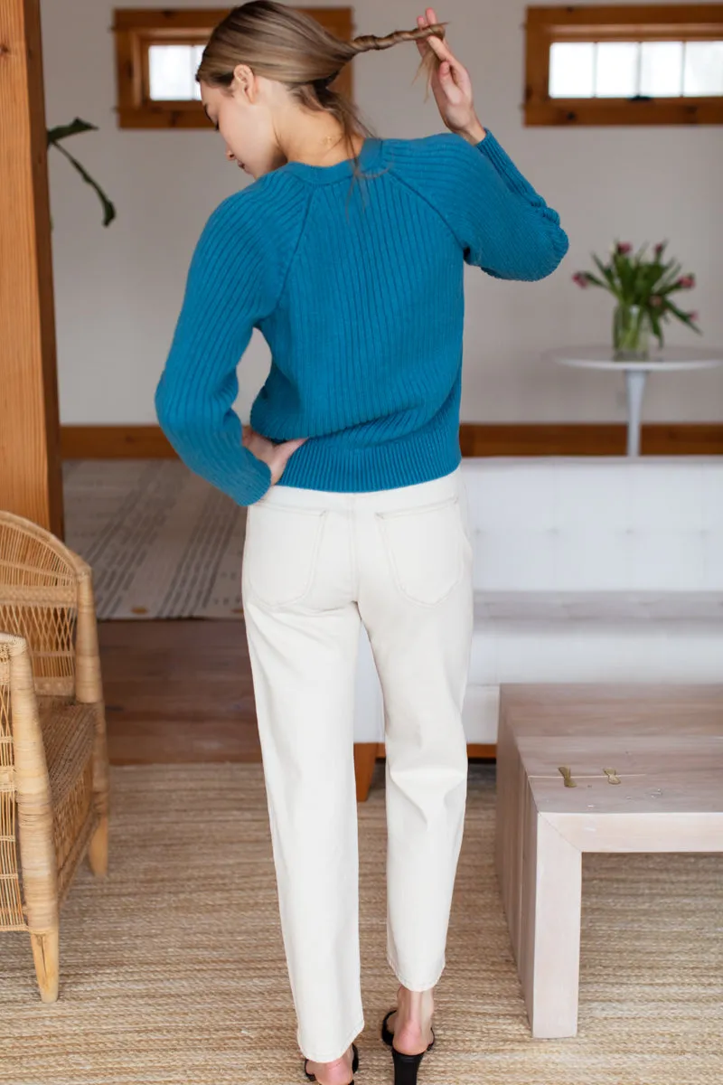 Low V Neck Cardigan - Peacock Blue Organic sold by Emerson Fry product image thumbnail 5