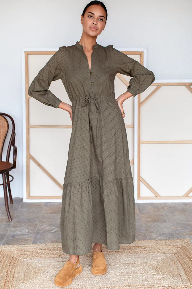 Frances 3 Dress - Moss Swiss Dot Organic sold by Emerson Fry