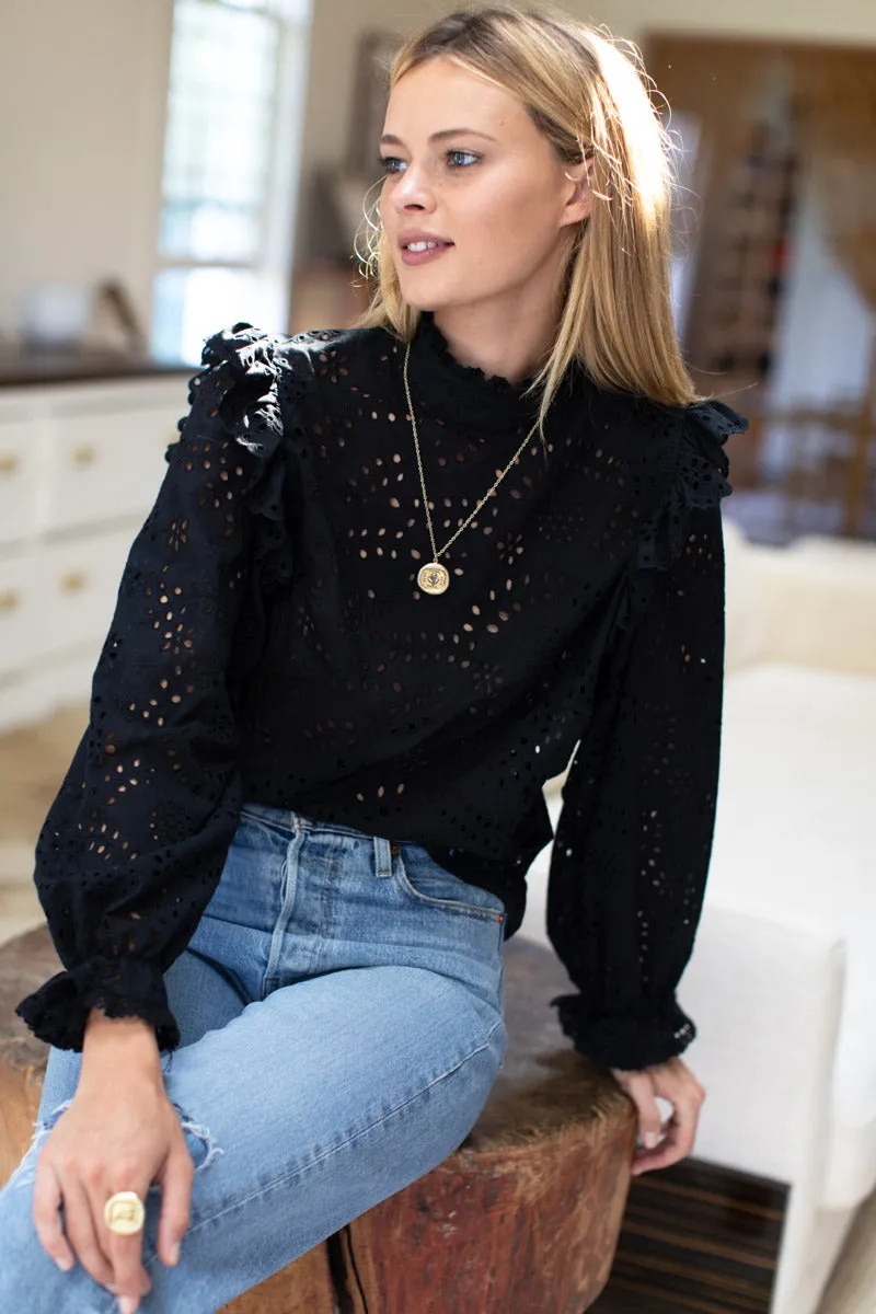 Pearl Long Sleeve Blouse - Black Eyelet sold by Emerson Fry product image thumbnail 2