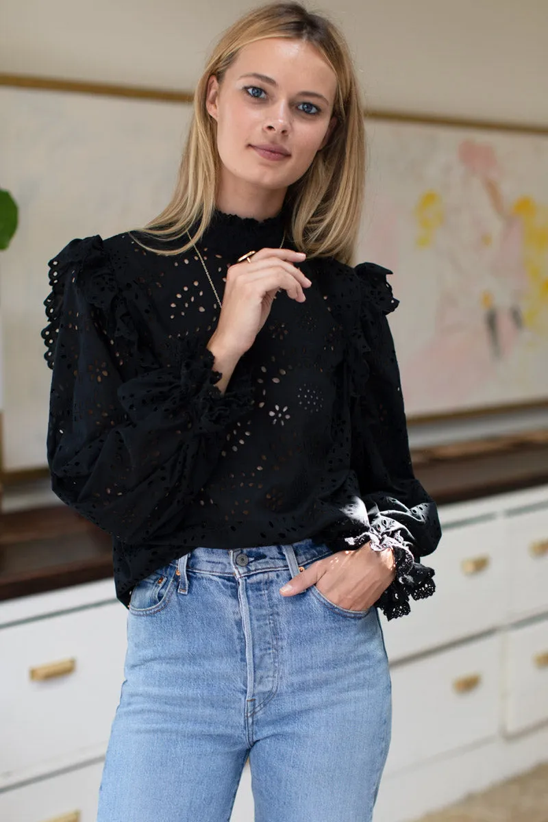 Pearl Long Sleeve Blouse - Black Eyelet sold by Emerson Fry product image thumbnail 3