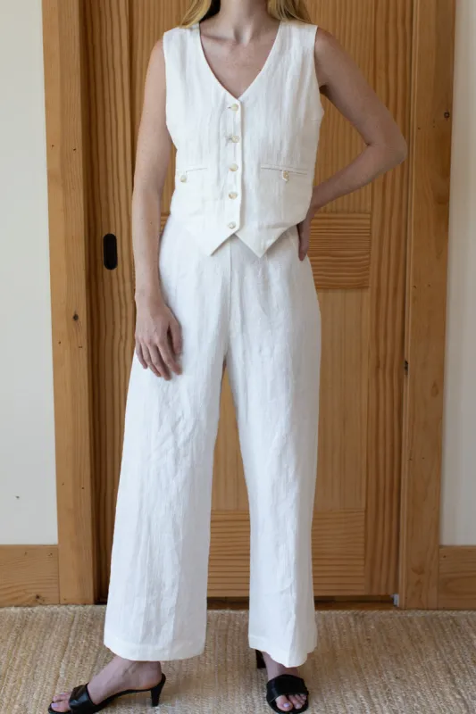 Roma Pant - White Linen sold by Emerson Fry