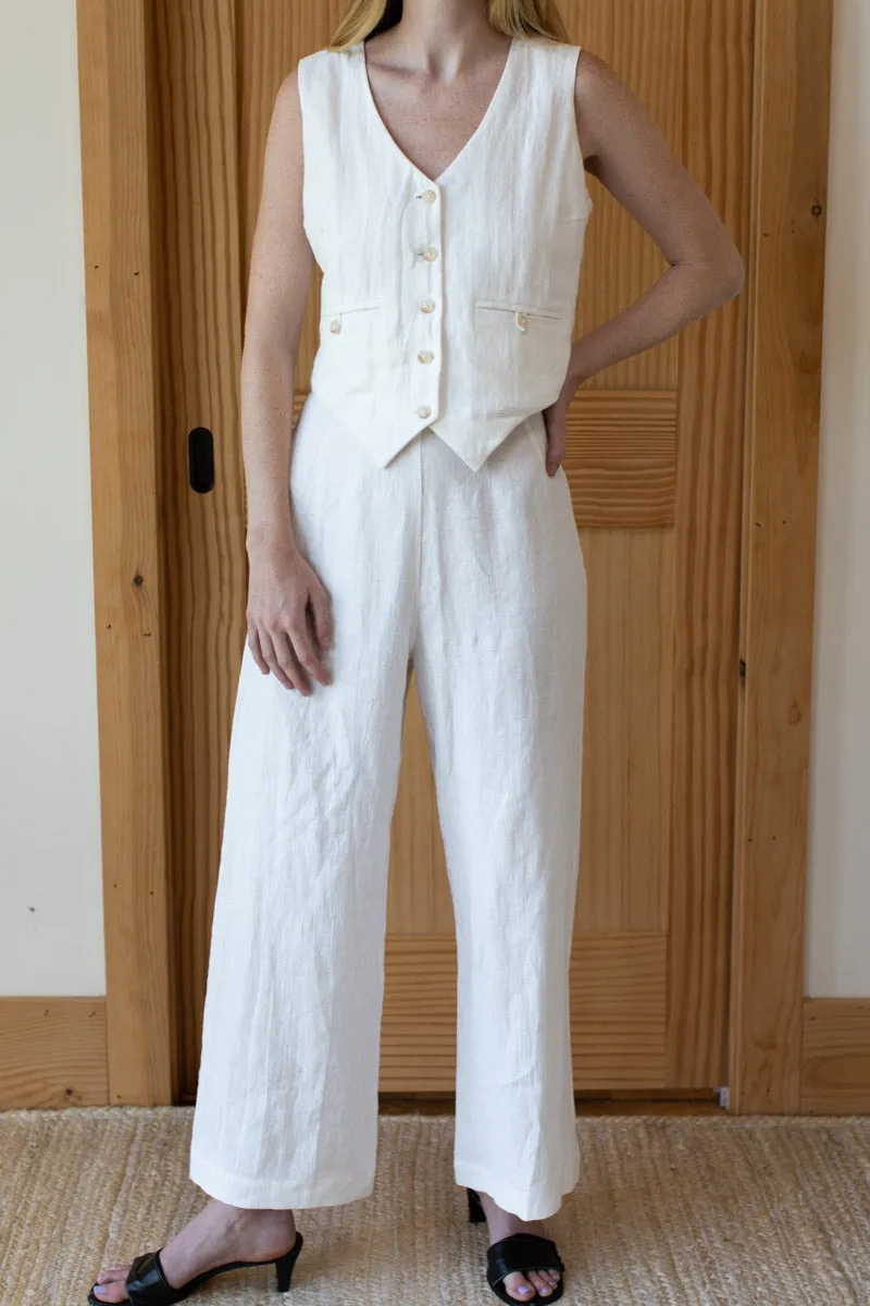 Roma Pant - White Linen sold by Emerson Fry