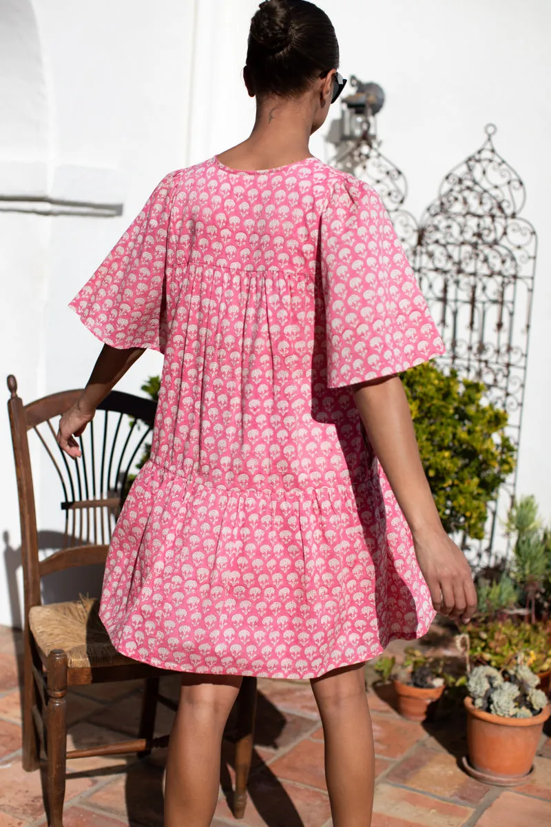 Amelia Button Short Dress - Crescent Flower Bon Pink Organic sold by Emerson Fry product image thumbnail 2