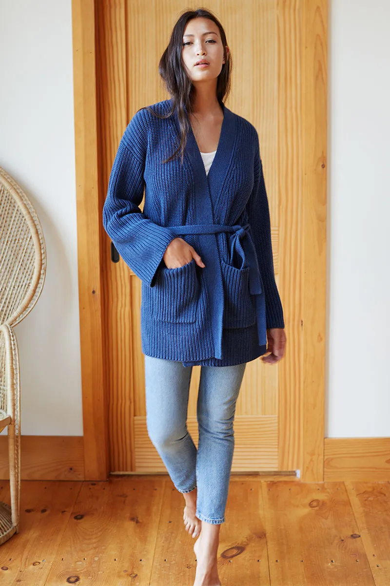 Organic Wrap Sweater Ribbed - Indigo sold by Emerson Fry product image thumbnail 4