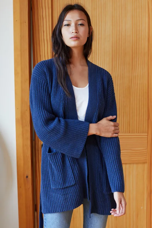 Organic Wrap Sweater Ribbed - Indigo sold by Emerson Fry