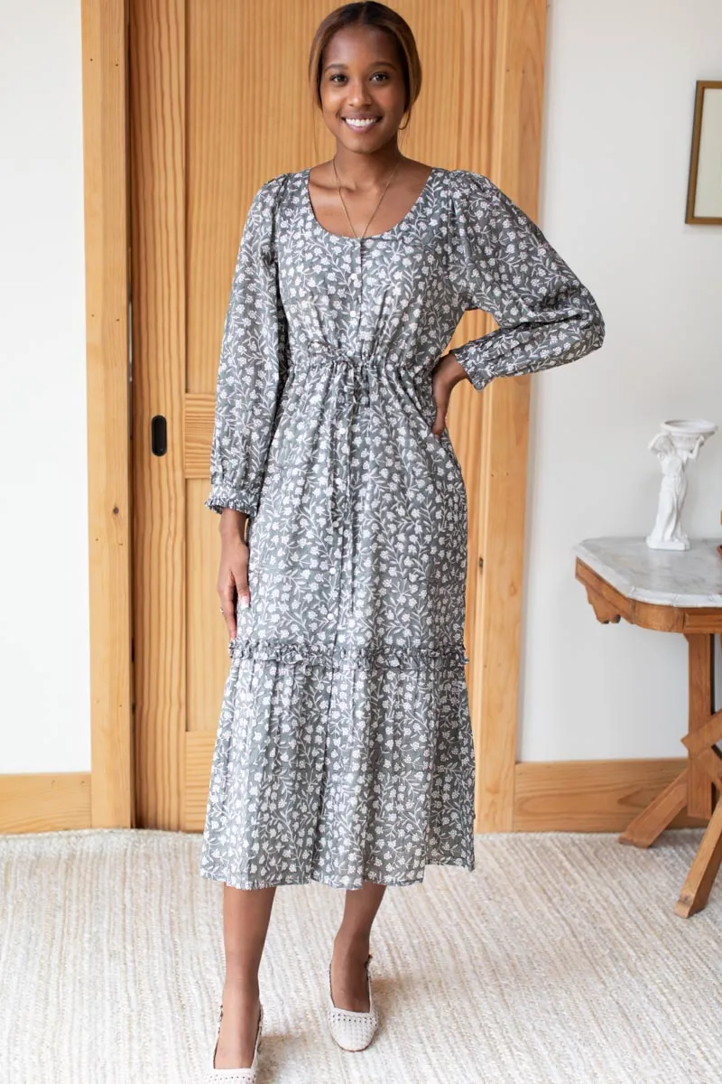 Lucy Lake Dress - Garden Hushed Green Organic sold by Emerson Fry