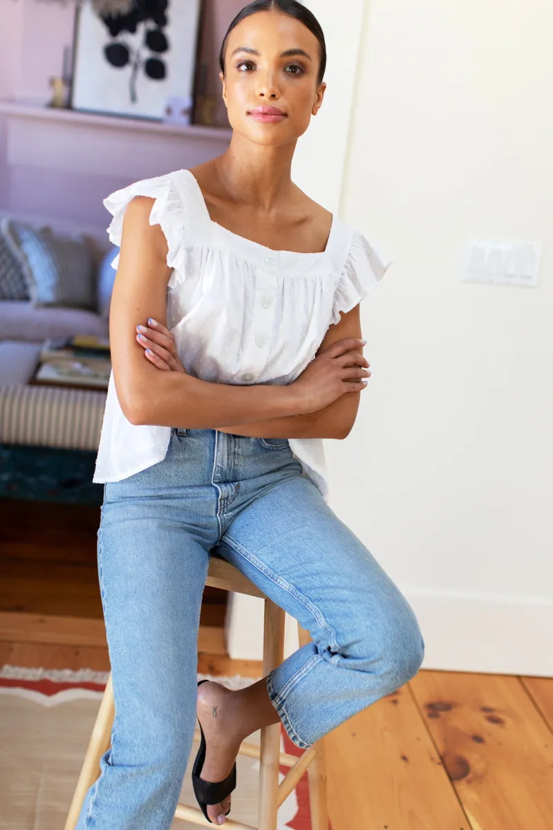 Laurent Flutter Top - Swiss Dot White Organic sold by Emerson Fry product image thumbnail 2