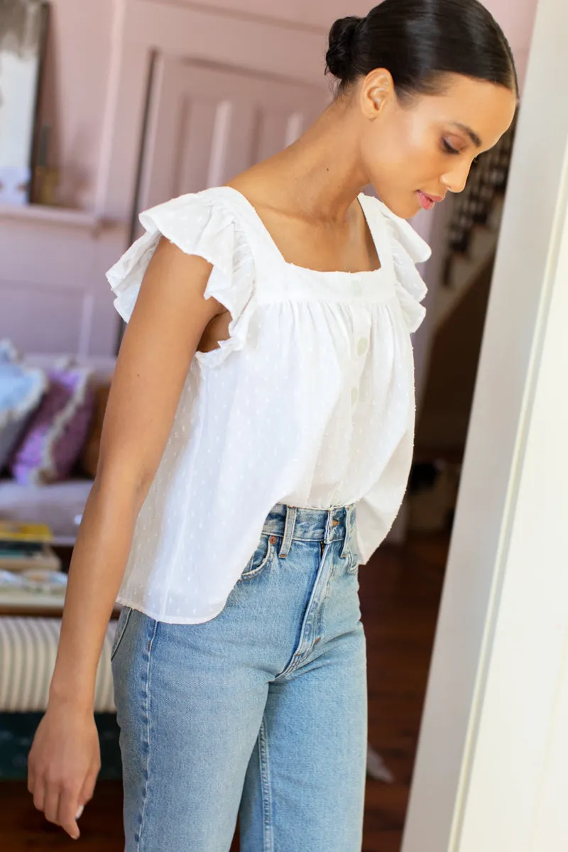 Laurent Flutter Top - Swiss Dot White Organic sold by Emerson Fry product image thumbnail 5