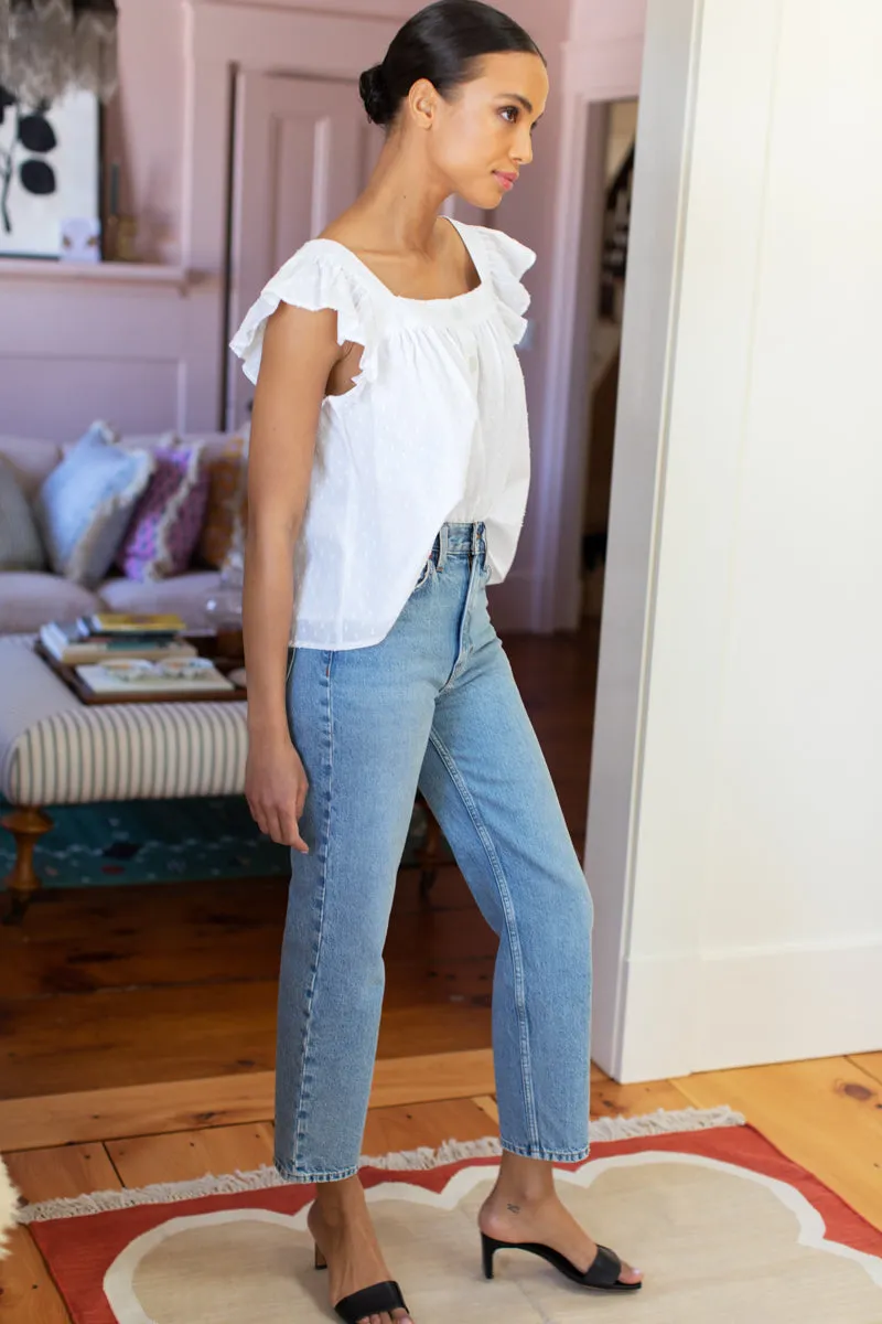 Laurent Flutter Top - Swiss Dot White Organic sold by Emerson Fry product image thumbnail 3