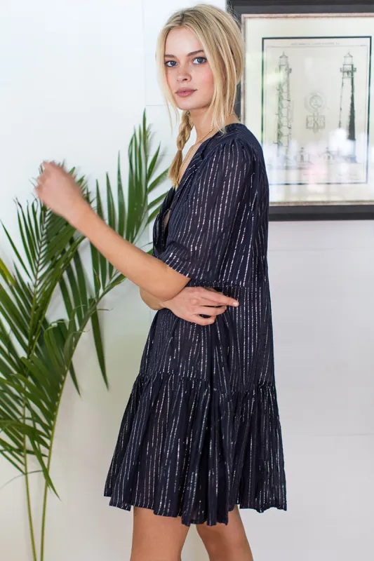 Isla Dress - Maritime Silver Lurex sold by Emerson Fry