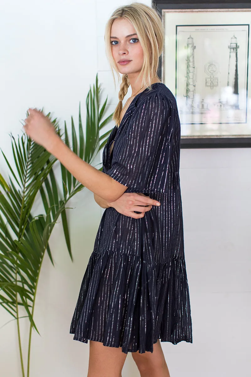 Isla Dress - Maritime Silver Lurex sold by Emerson Fry