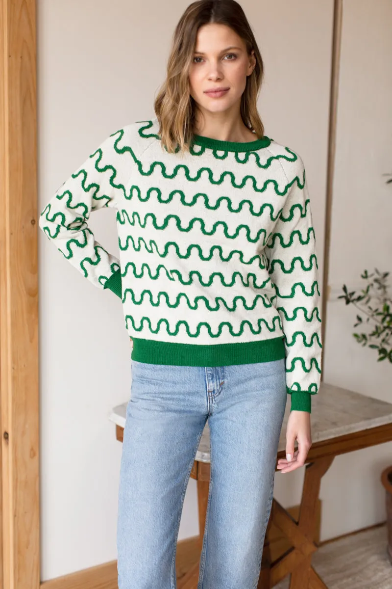 Emerson Sweater - Reversible Loki Stripe Ivory + Green Alpaca sold by Emerson Fry product image thumbnail 2